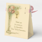 Eerste Heilige Communie Chalice Host Pink Flowers Bedankdoosjes (Achterkant)