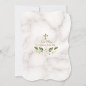 Eerste Heilige Communie Charm Witte Bloemen Goud Kaart (Achterkant)