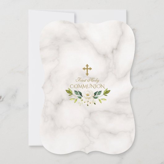 Eerste Heilige Communie Charm Witte Bloemen Goud Kaart (Achterkant)