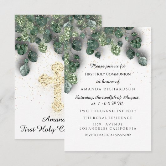 Eerste Heilige Communie Christelijke Gebeurtenis K Kaart (Voorkant / Achterkant)