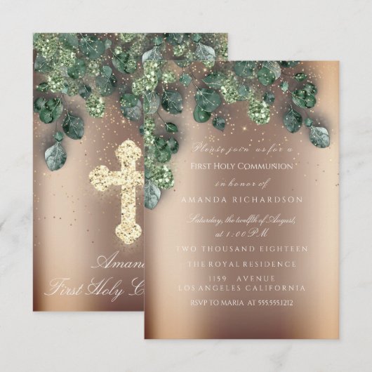 Eerste Heilige Communie Christelijke Gebeurtenis K Kaart (Voorkant / Achterkant)