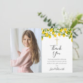 Eerste Heilige Communie Citroenen Gouden Kruis Fot Bedankkaart (Staand voorkant)