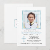 Eerste Heilige Communie Cross Blue Boy | FOTO DIY Kaart (Voorkant / Achterkant)