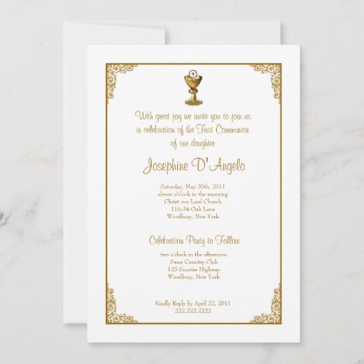 Eerste Heilige Communie - Cross Floral Design Kaart (Achterkant)