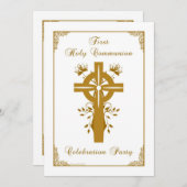 Eerste Heilige Communie - Cross Floral Design Kaart (Voorkant / Achterkant)