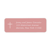 Eerste Heilige Communie Cross roze retouradres Etiket (Voorkant)