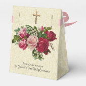 Eerste Heilige Communie Cross Rozen Ecru Kant Desi Bedankdoosjes (Achterkant)