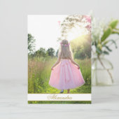 Eerste Heilige Communie Custom Gouden Kleur Foto Kaart (Staand voorkant)