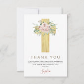 Eerste Heilige Communie Dank je droesrode roze Ros Bedankkaart (Voorkant)