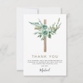 Eerste Heilige Communie Dank je Greenery Sage Invi Bedankkaart (Voorkant)