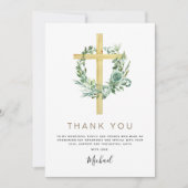 Eerste Heilige Communie Dank je Greenery Sage Kaart (Voorkant)