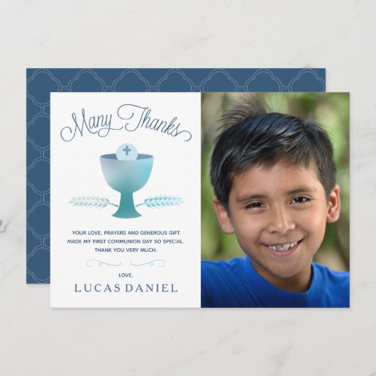 Eerste Heilige Communie Dank je kaart - Afbeelding (Voorkant / Achterkant)
