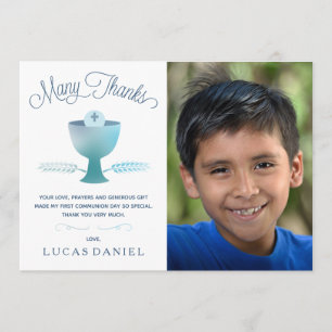 Eerste Heilige Communie Dank je kaart - Foto, jong