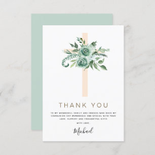 Eerste Heilige Communie Dank je Sage Eucalyptus In Bedankkaart
