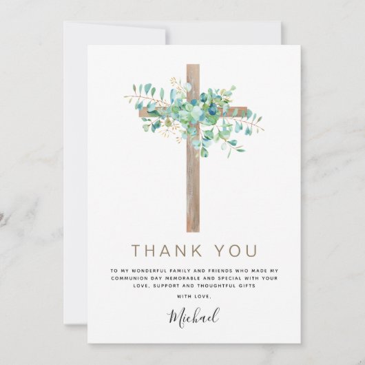 Eerste Heilige Communie Dank je Sage Eucalyptus In Kaart (Voorkant)