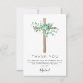 Eerste Heilige Communie Dank je wel Sage Eucalyptu Bedankkaart (Voorkant)