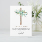 Eerste Heilige Communie Dank je wel Sage Eucalyptu Bedankkaart (Staand voorkant)