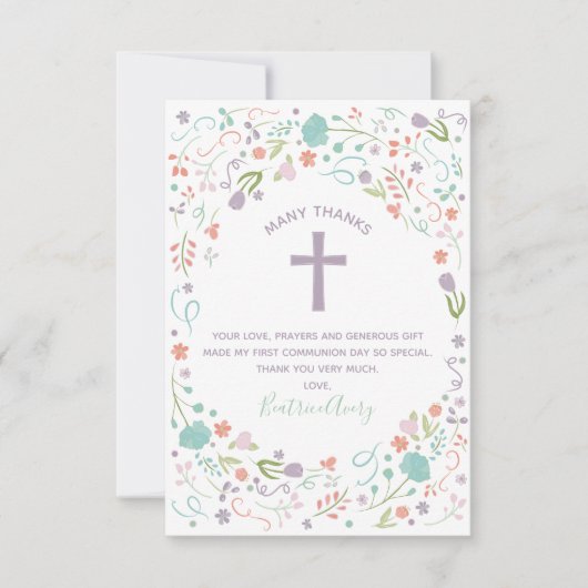Eerste Heilige Communie Dank U wel Kaart, gewoonte Kaart (Voorkant)