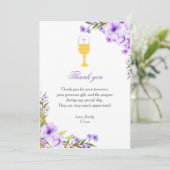 Eerste Heilige Communie Dankkaart Floral Kaart (Staand voorkant)