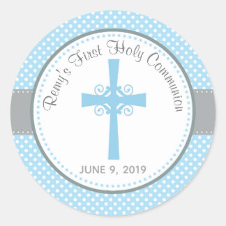 Eerste Heilige Communie / Doop Sticker (Blauw Grij