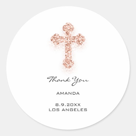 Eerste Heilige Communie drijft Christelijk Roos kr Ronde Sticker (Voorkant)