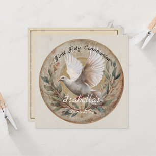 Eerste Heilige Communie Duif Vintage Christelijk T Kaart
