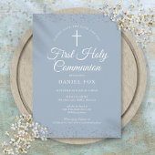 Eerste Heilige Communie Dusty Blue Silver Stardust Save The Date