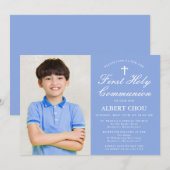 Eerste Heilige Communie Één-foto Elegante Jongen B Kaart (Voorkant / Achterkant)