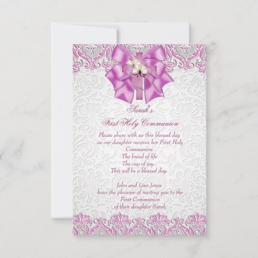 Eerste Heilige Communie Eerste Kruismeisjes Lila R Kaart (Voorkant)