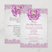 Eerste Heilige Communie Eerste Kruismeisjes Lila R Kaart (Voorkant / Achterkant)