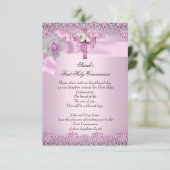 Eerste Heilige Communie Eerste Kruismeisjes  Roze Kaart (Staand voorkant)