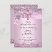 Eerste Heilige Communie Eerste Kruismeisjes  Roze Kaart (Voorkant / Achterkant)