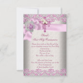 Eerste Heilige Communie Eerste Kruismeisjes Roze Kaart (Voorkant)