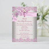 Eerste Heilige Communie Eerste Kruismeisjes Roze Kaart (Staand voorkant)