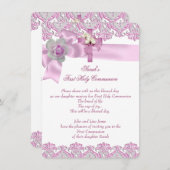 Eerste Heilige Communie Eerste Kruismeisjes Witte  Kaart (Voorkant / Achterkant)