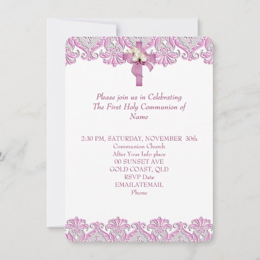 Eerste Heilige Communie Eerste Kruismeisjes Witte  Kaart (Achterkant)