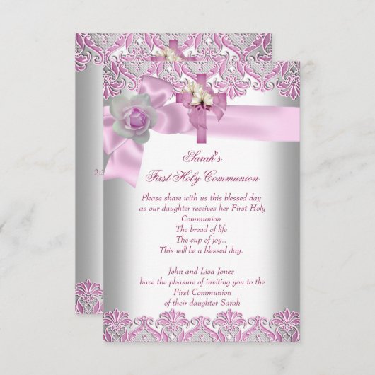 Eerste Heilige Communie Eerste Kruismeisjes Witte Kaart (Voorkant / Achterkant)