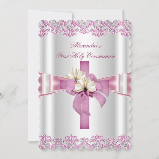 Eerste Heilige Communie Eerste Kruismeisjes Witte Kaart (Voorkant)