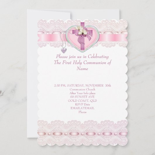 Eerste Heilige Communie Eerste Kruismeisjes Witte  Kaart (Achterkant)