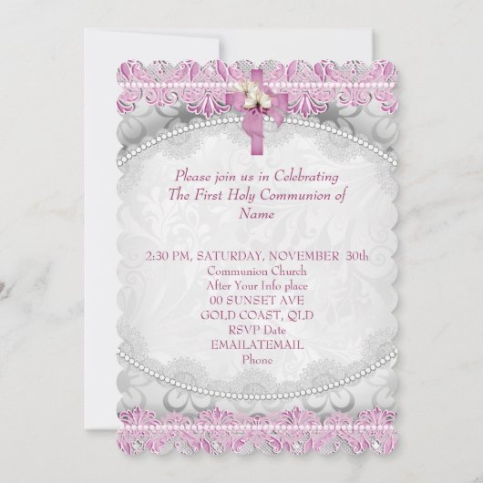 Eerste Heilige Communie Eerste Kruismeisjes Witte Kaart (Achterkant)