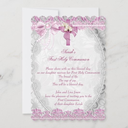 Eerste Heilige Communie Eerste Kruismeisjes Witte Kaart (Voorkant)