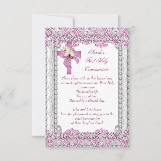 Eerste Heilige Communie Eerste Kruismeisjes Witte Kaart (Voorkant)