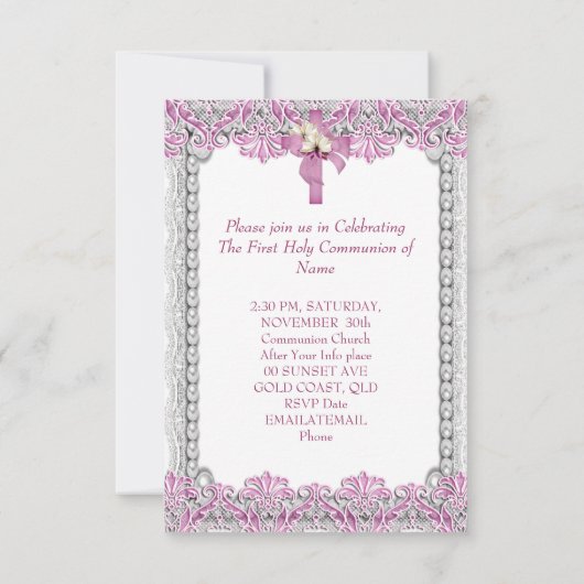 Eerste Heilige Communie Eerste Kruismeisjes Witte  Kaart (Achterkant)