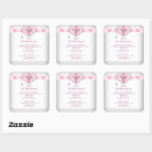 Eerste Heilige Communie Eerste Kruismeisjes Witte  Vierkante Sticker (Vel)