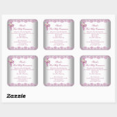 Eerste Heilige Communie Eerste Kruismeisjes Witte Vierkante Sticker (Vel)