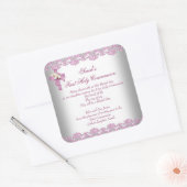 Eerste Heilige Communie Eerste Kruismeisjes Witte Vierkante Sticker (Envelop)