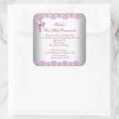 Eerste Heilige Communie Eerste Kruismeisjes Witte Vierkante Sticker (Tas)