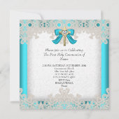 Eerste Heilige Communie Eerste Meisjes Kruis Blauw Kaart (Achterkant)