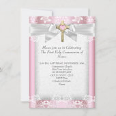 Eerste Heilige Communie Eerste Meisjes Kruisroze 6 Kaart (Achterkant)