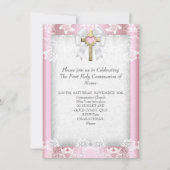 Eerste Heilige Communie Eerste Meisjes Kruisroze 8 Kaart (Achterkant)